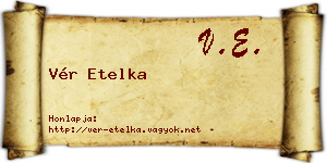 Vér Etelka névjegykártya